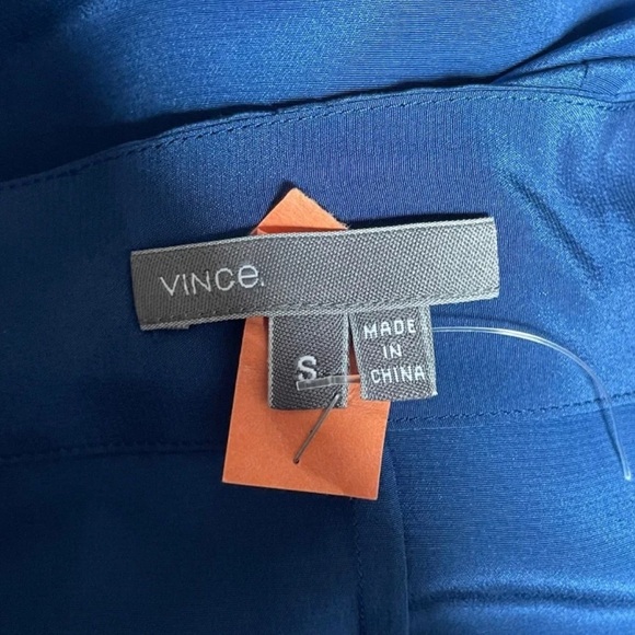 Vince 100% Silk Blue V-Neck Wide Sleeve Mini Length Dress EUC Size Small - Picture 6 of 9